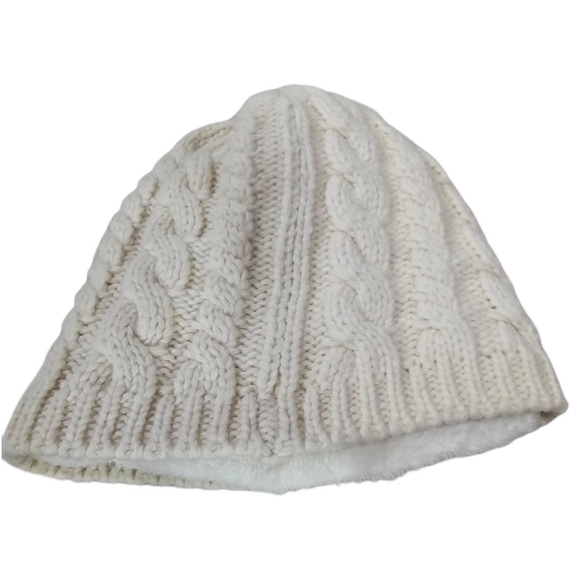 **SOLD** The North Face Cream Cable Knit Insulated Winter Hat - Picture 3 of 7